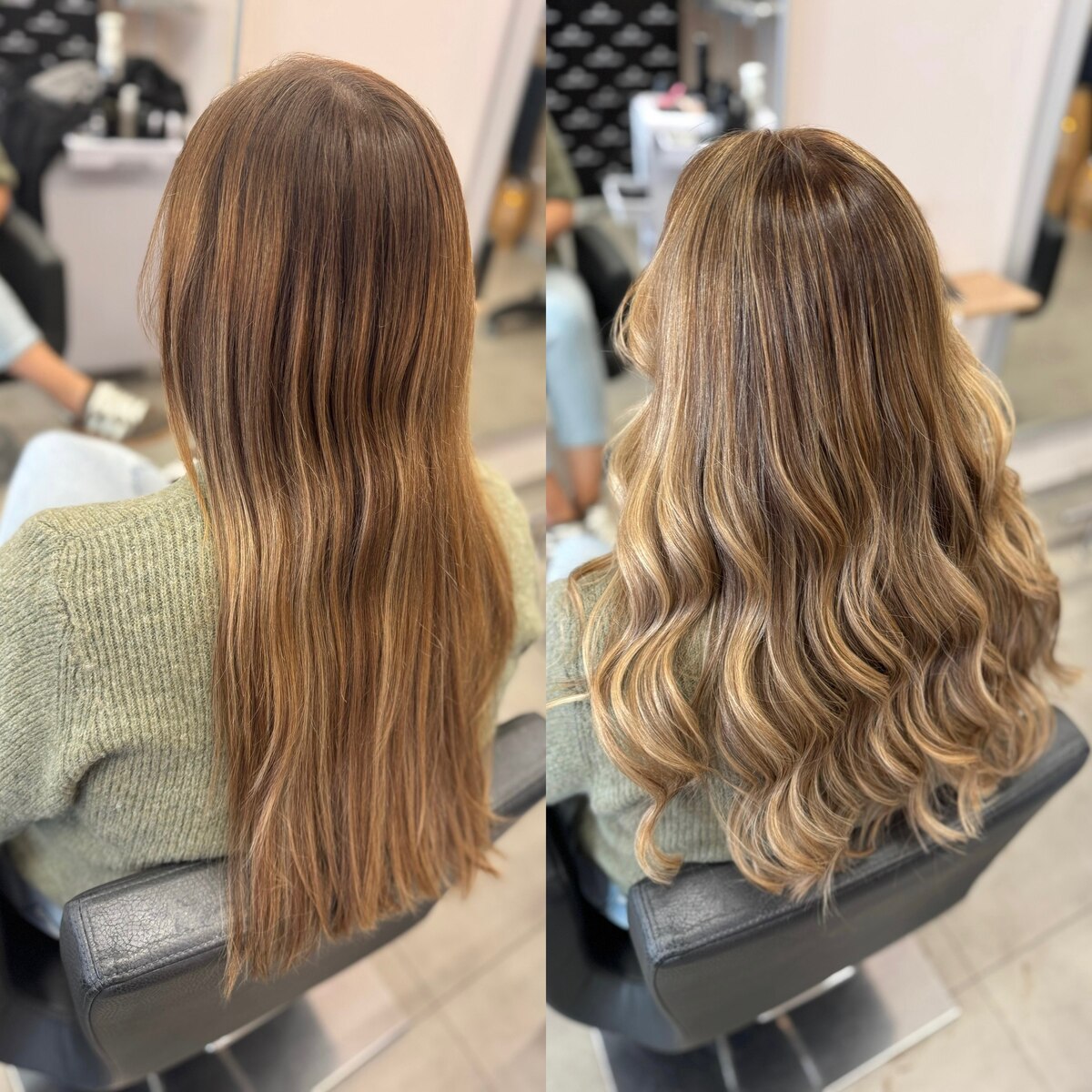 Balayage &ndash; blonde Str&auml;hnen, Vorher und Nachher