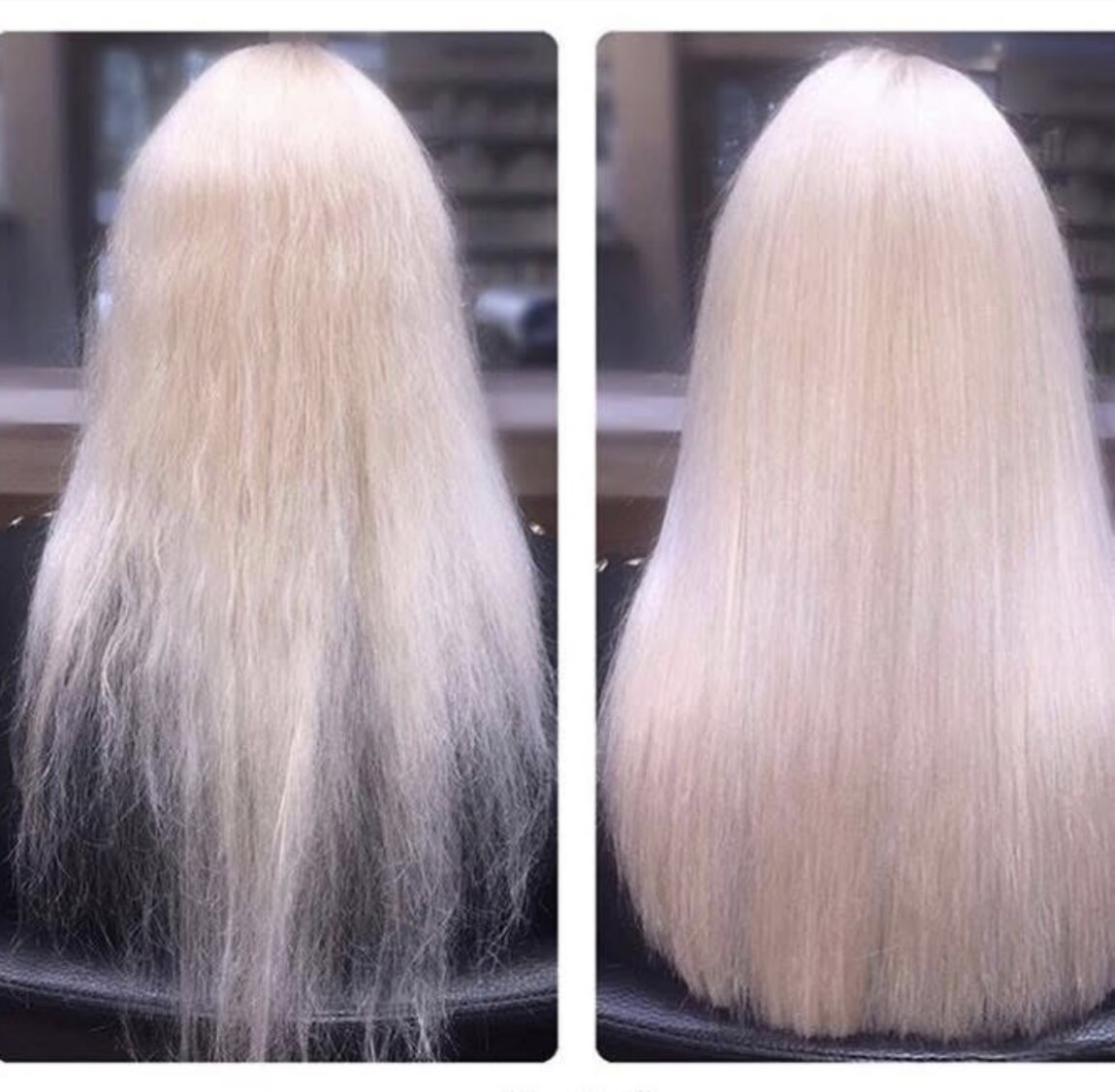 Platinblonde Coloration, Vorher und Nachher