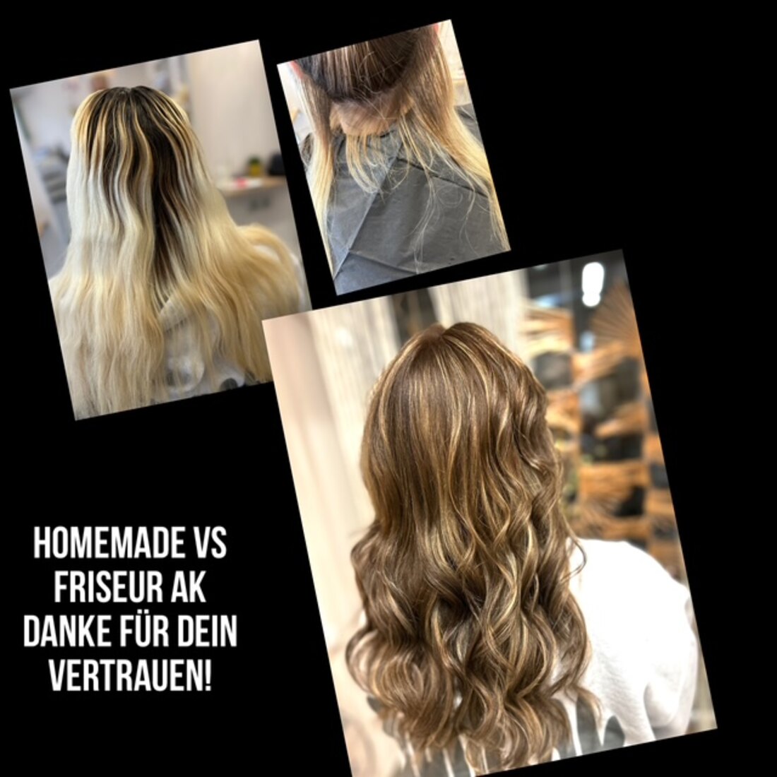 Profi-Ergebnis vom Friseur, Vorher und Nachher